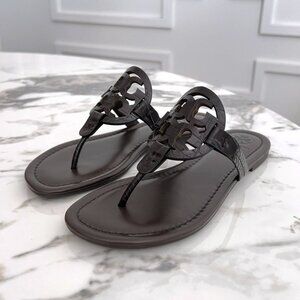 Tory Burch Brown Miller Logo Thong Sandals